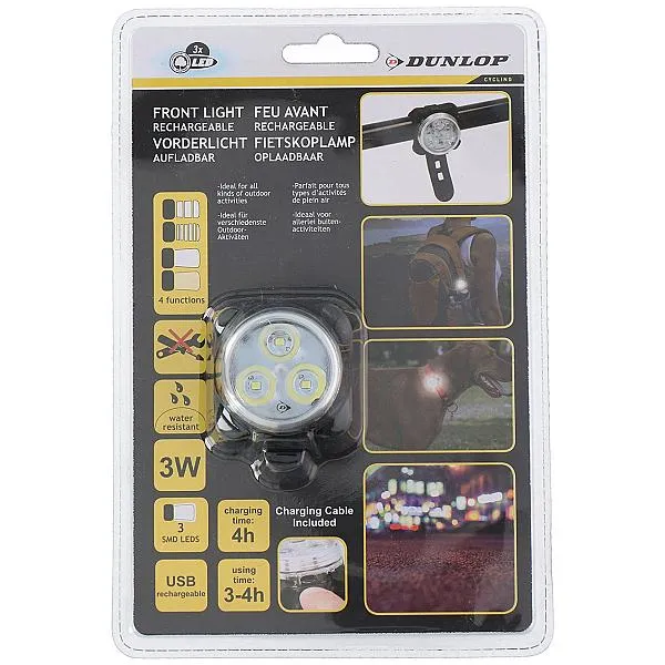 Far Bicicleta Incarcabil cu 3 Led Dunlop