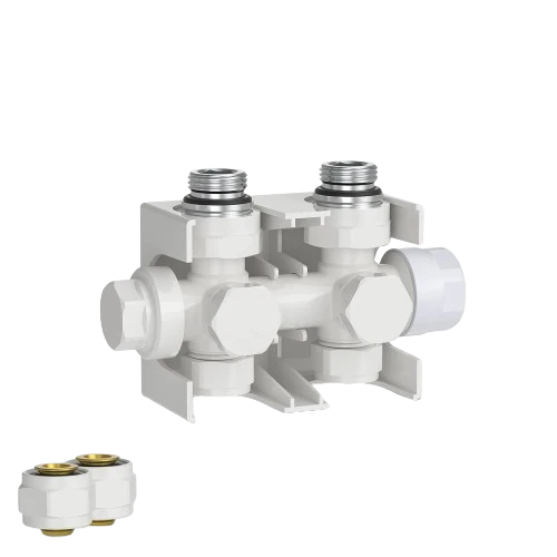 Robinet termostat multiblock 1/2 inch, manual, instalare verticala/horizontala, unghi/pasaj, M 30x1, 5, alb
