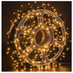 Instalație de Crăciun BecurI Model Diamant – Rolă 100 Metri, 480 LED-uri Alb-Gold