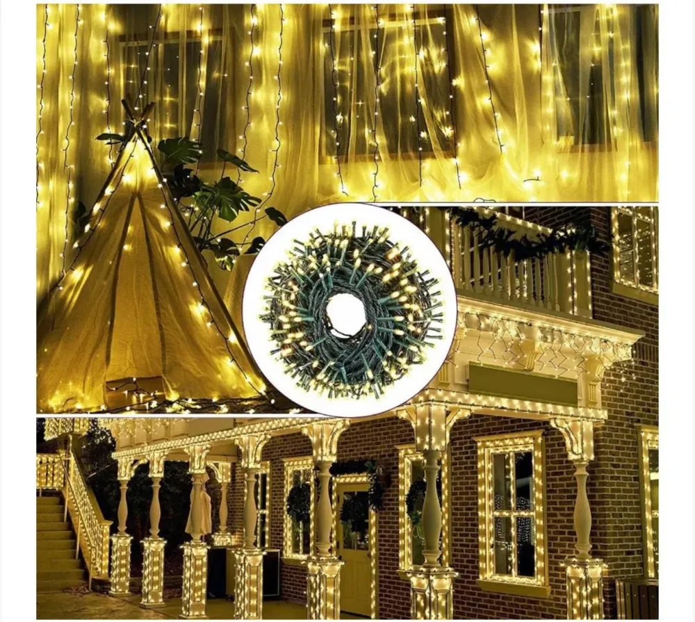 Instalație de Crăciun BecurI Model Diamant – Rolă 50 Metri, 240 LED-uri Alb-Gold
