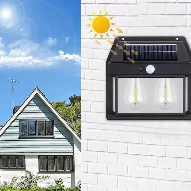 Lampa solară de perete cu LED, inducție și senzor de mișcare – model HW 999-2W