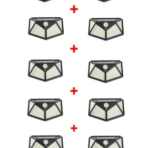 Set 10 x Lămpi Solare cu Senzor de Mișcare – 100 LED-uri Frontale și Laterale