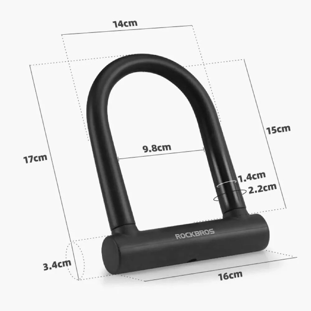Antifurt în formă de U pentru bicicletă Rockbros RKS610-BK - negru
