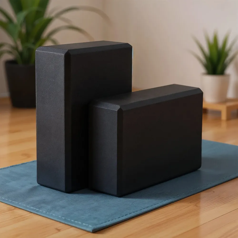 Set 2 Blocuri Premium de Yoga Elindor® Caramizi cu Suprafata Antiderapanta pentru Sport, din Spuma Densa si Durabila, Idea...