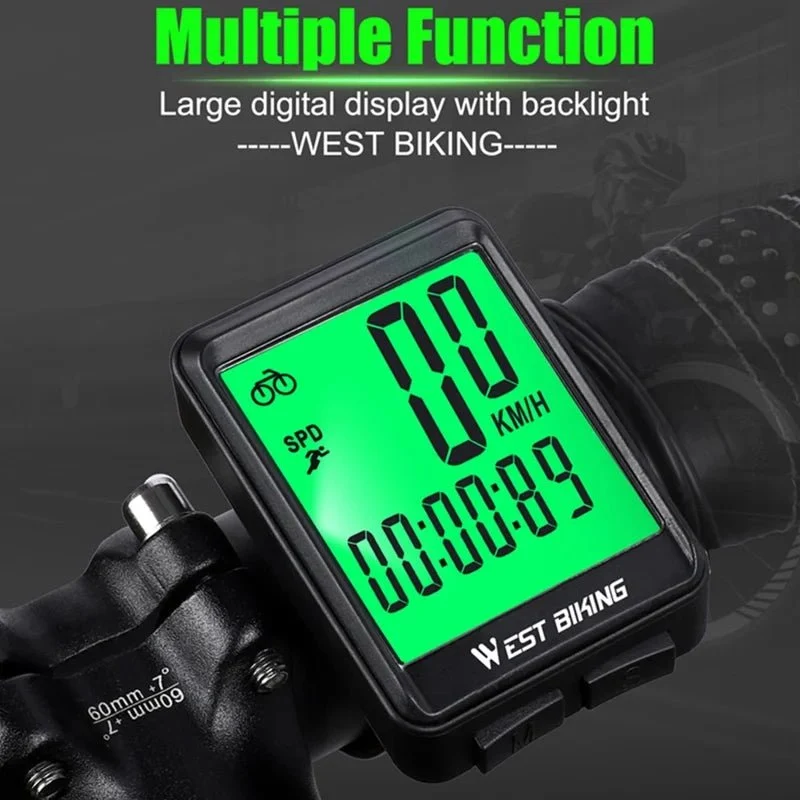 Contor de bicicletă wireless pentru MTB și șosea, ecran iluminat din spate, rezistent la apă