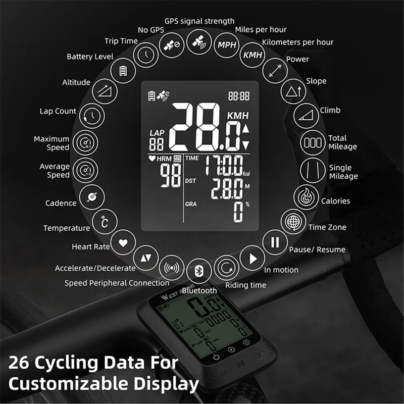 Contor GPS pentru bicicletă de munte și șosea, viteză digitală fără fir