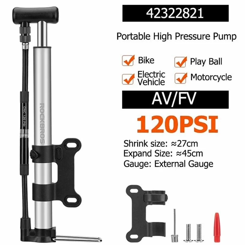 Pompa de bicicletă portabilă 120PSI înaltă presiune cu manometru