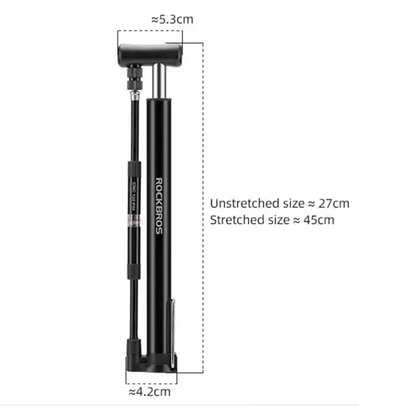 Pompa de bicicletă portabilă 120PSI înaltă presiune cu manometru