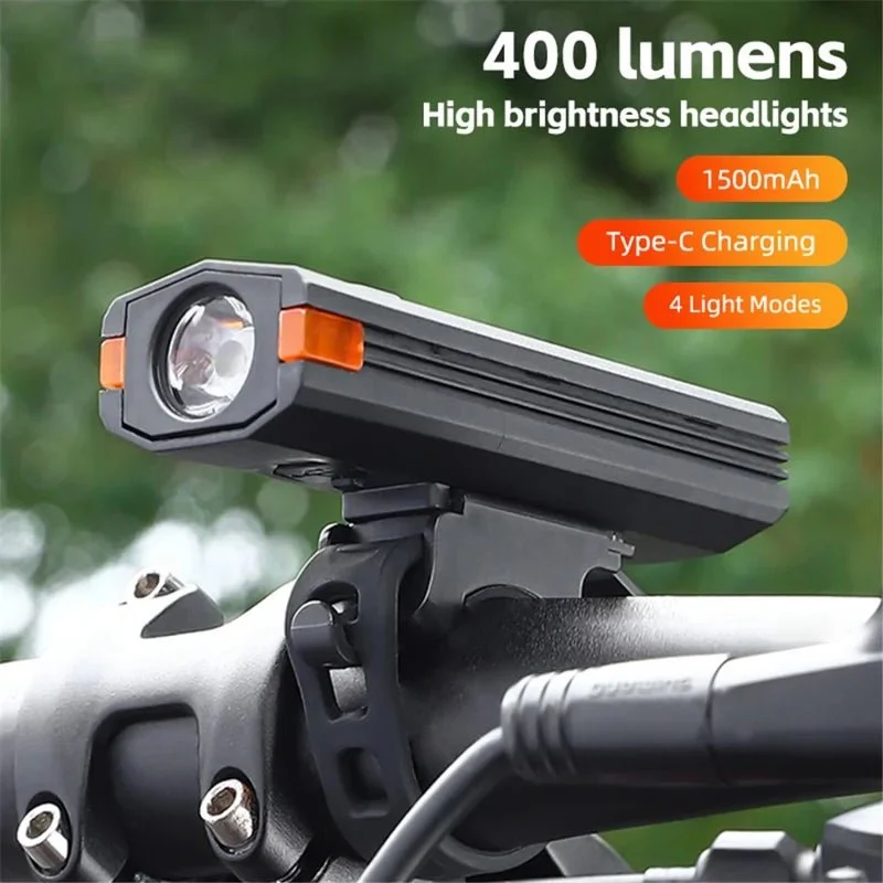 Far de bicicletă din plastic 400LM, lanternă pentru ciclism nocturn - Negru