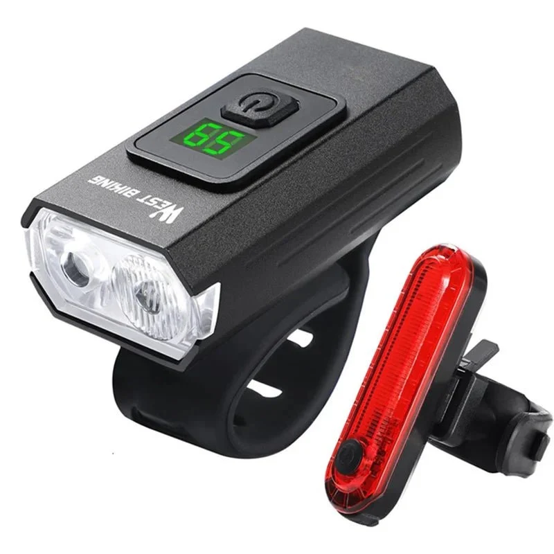 Far lumină față pentru bicicletă cu afișaj digital și lumină spate