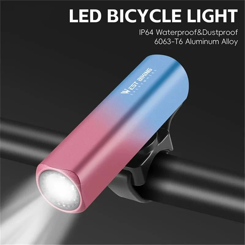 Far luminos pentru bicicletă 400LM din aliaj de aluminiu - degrade albastru + roz