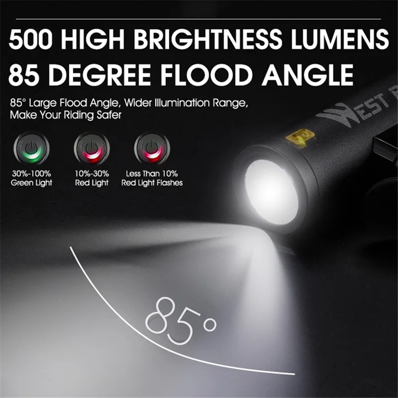 Lampă frontală LED luminoasă 500LM pentru bicicletă ciclism nocturn - Negru