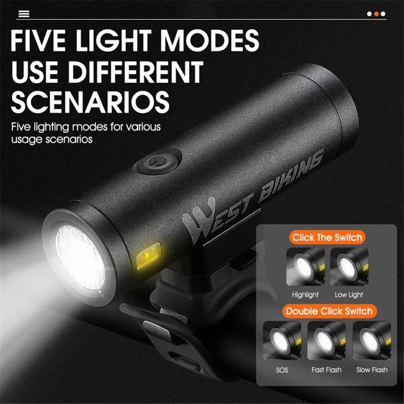 Lampă frontală LED luminoasă 500LM pentru bicicletă ciclism nocturn - Negru