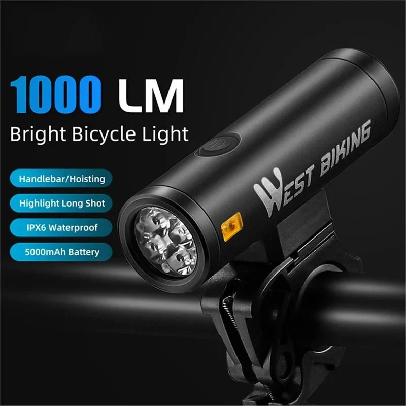 Lampă frontală pentru bicicletă LED luminoasă 2000 lumeni reîncărcabilă