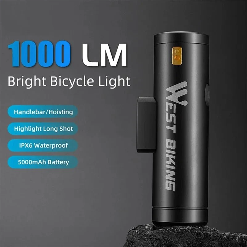 Lampă frontală pentru bicicletă LED luminoasă 2000 lumeni reîncărcabilă
