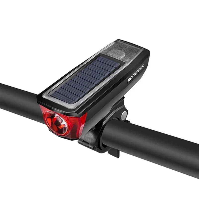 Lanternă frontală solară pentru bicicletă cu încărcător de baterie și clopoțel