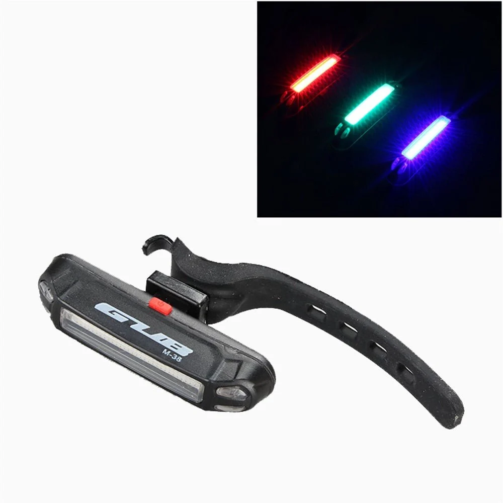 Lumină spate bicicletă LED cu 3 culori, reîncărcabilă prin USB