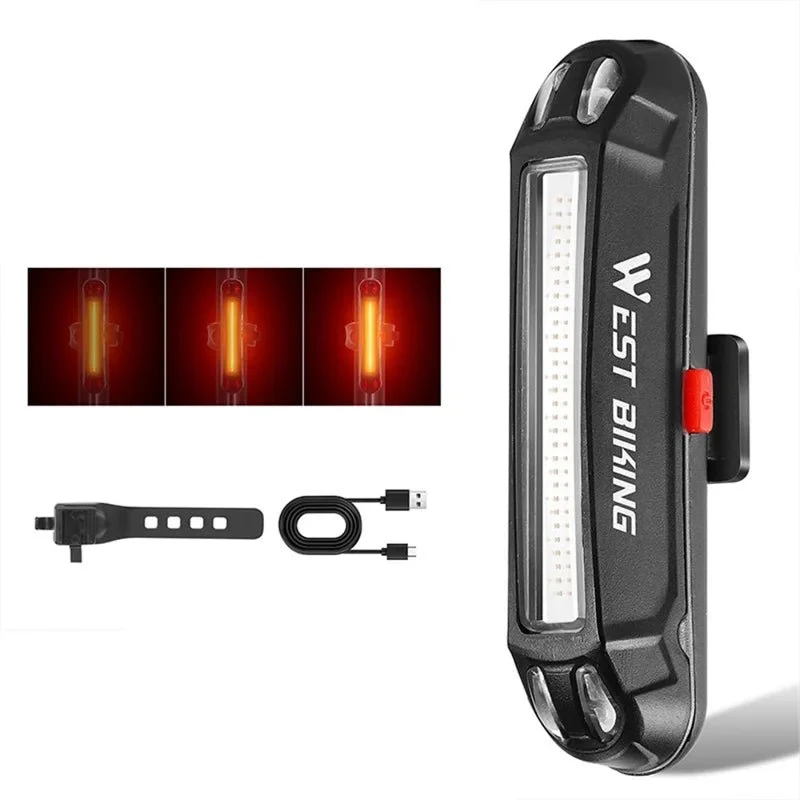 Lumină spate bicicletă LED luminoasă USB, lampă de avertizare pentru ciclism - T1