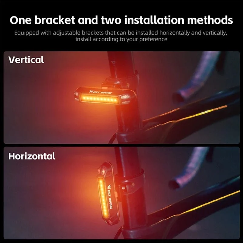 Lumină spate bicicletă LED luminoasă USB, lampă de avertizare pentru ciclism - T1