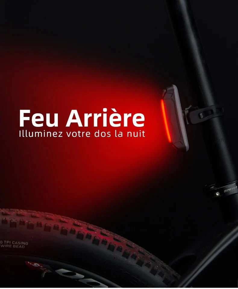 Lumină spate bicicletă ROCKBROS reîncărcabilă USB „Siguranță”