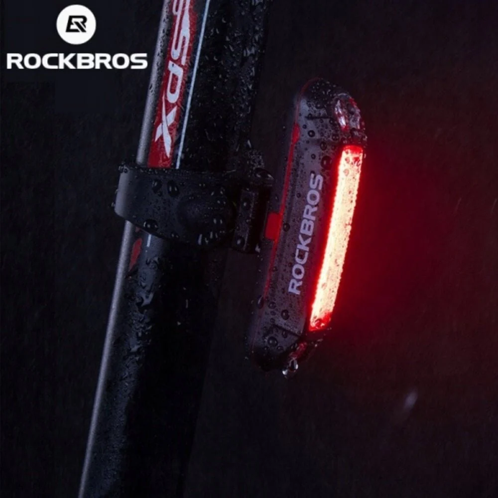 Lumină spate bicicletă ROCKBROS reîncărcabilă USB pentru siguranță.
