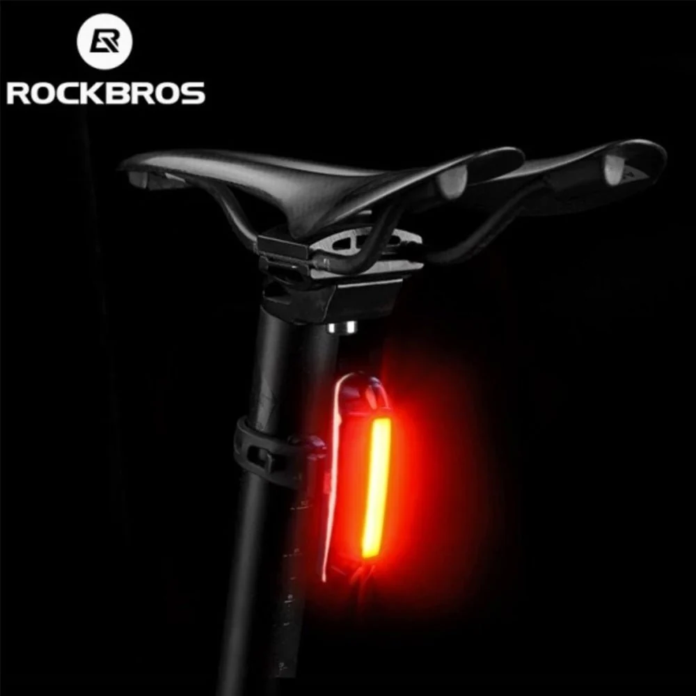 Lumină spate bicicletă ROCKBROS reîncărcabilă USB pentru siguranță.