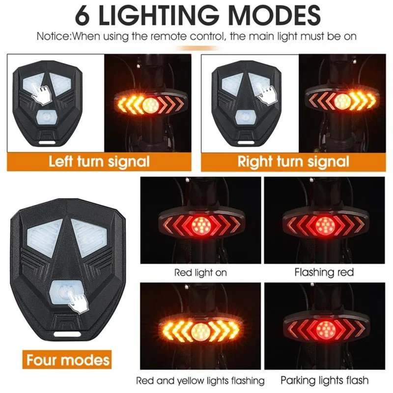 Lumină spate LED WEST BIKING YP0701313 cu semnalizatoare și telecomandă