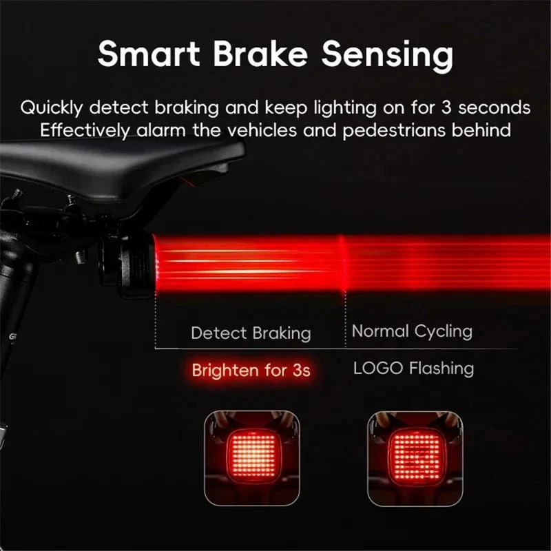 Lumină spate pentru bicicletă LED impermeabilă, 12 moduri