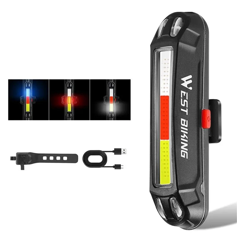 Lumină spate pentru bicicletă LED luminoasă USB, lampă de avertizare pentru ciclism - T3