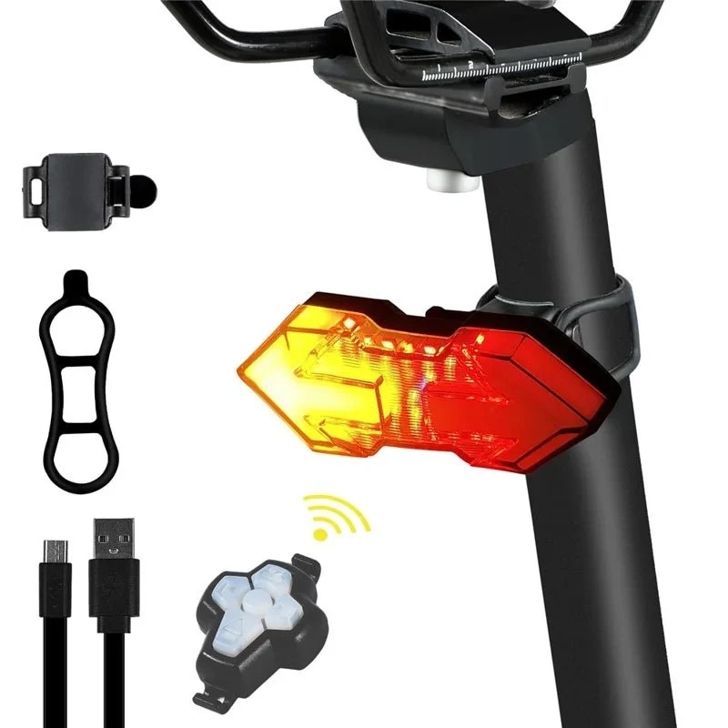 Lumină spate pentru bicicletă cu telecomandă, reîncărcabilă USB, 5 moduri