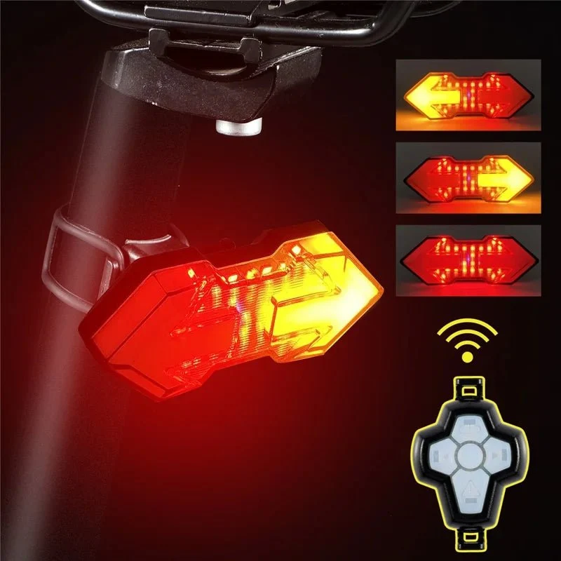 Lumină spate pentru bicicletă cu telecomandă, reîncărcabilă USB, 5 moduri