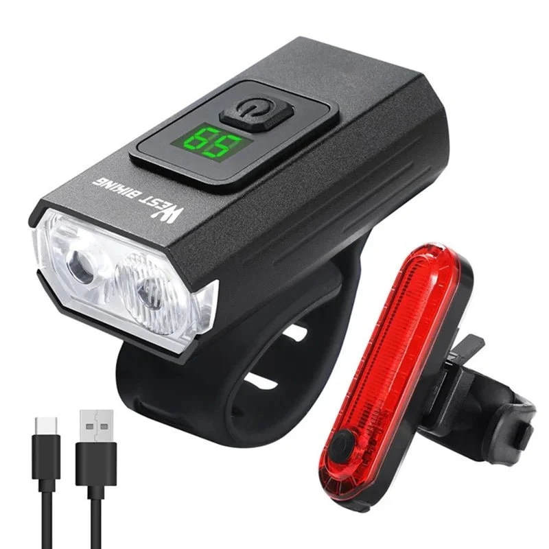 Set far + lumină spate pentru bicicletă Type-C cu afișaj digital