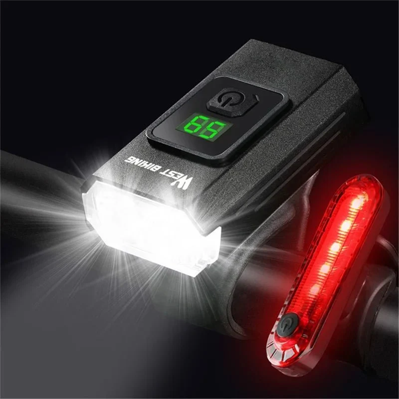 Set far + lumină spate pentru bicicletă Type-C cu afișaj digital