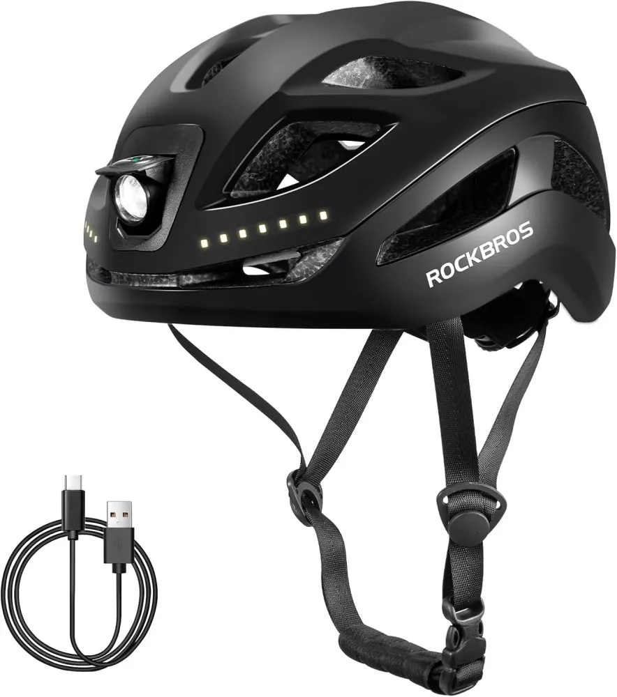 Cască de bicicletă luminoasă cu LED reîncărcabilă reglabilă 57-61 cm