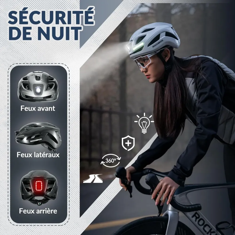 Cască de bicicletă luminoasă cu LED reîncărcabilă reglabilă 57-61 cm