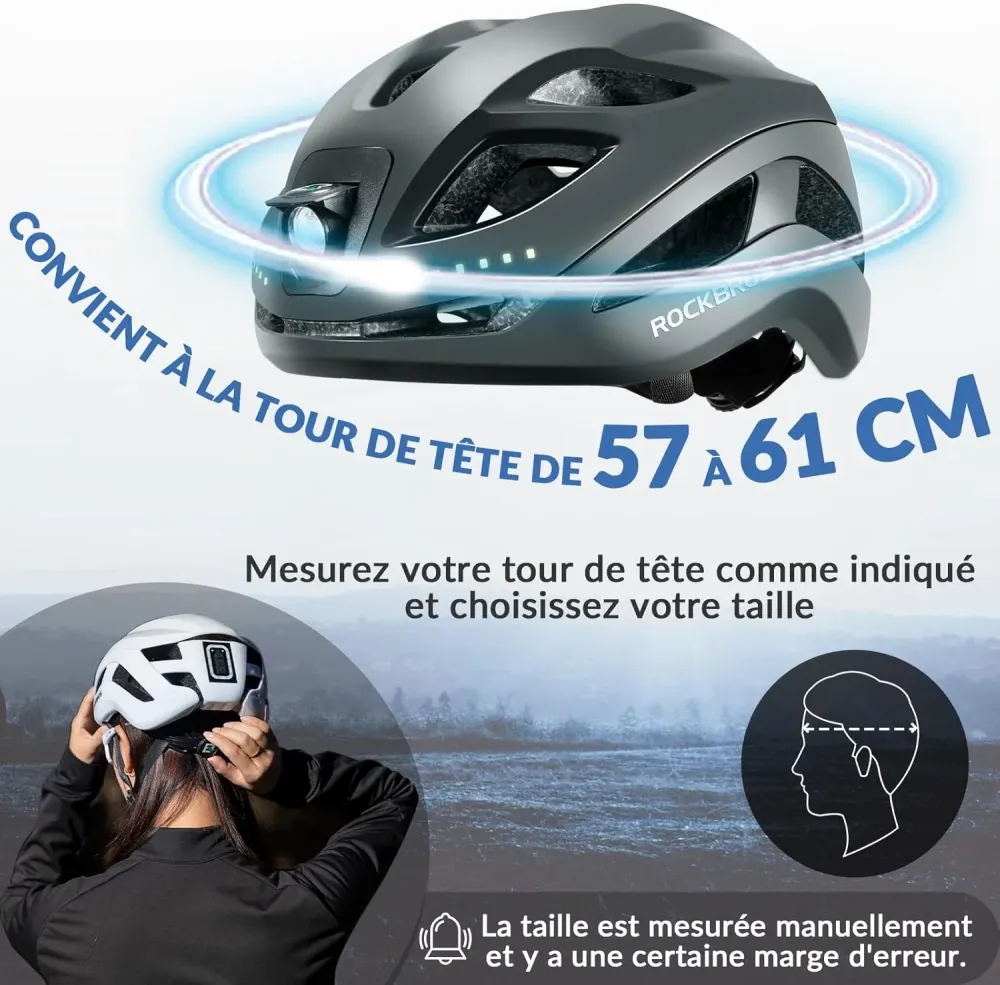 Cască de bicicletă luminoasă cu LED reîncărcabilă reglabilă 57-61 cm