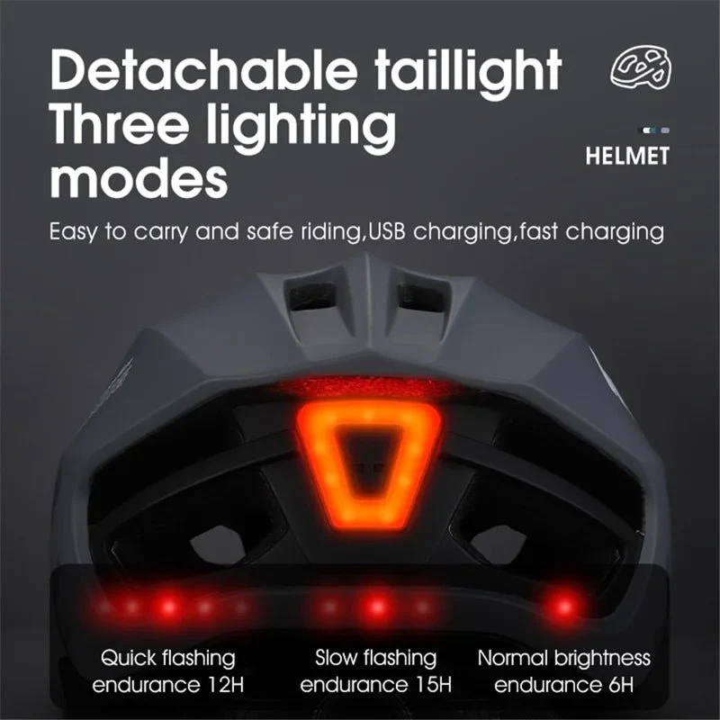 Cască de bicicletă ușoară cu iluminare spate LED - Gri