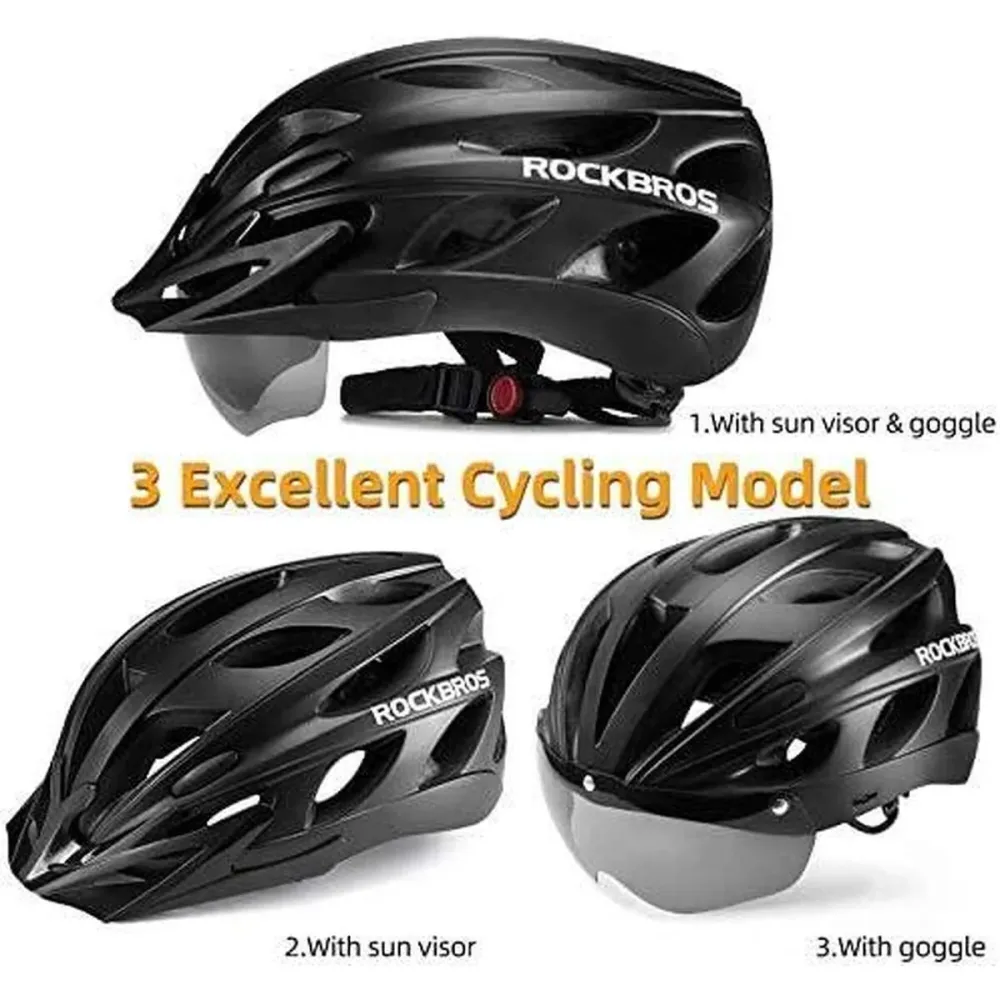 ROCKBROS Cască de bicicletă cu ochelari 58-62cm