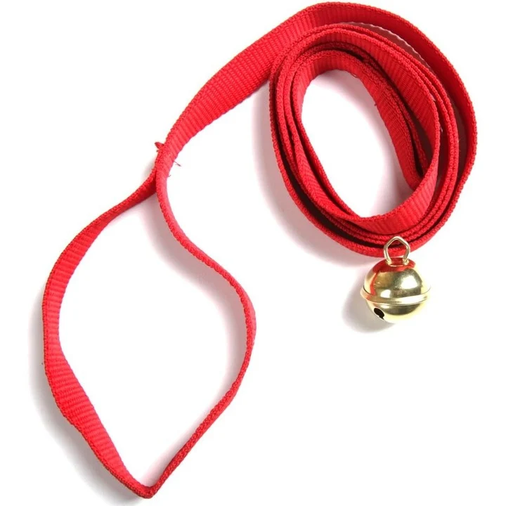Franghie de tractiune pentru sanie cu clopotel, 139 cm, rosu