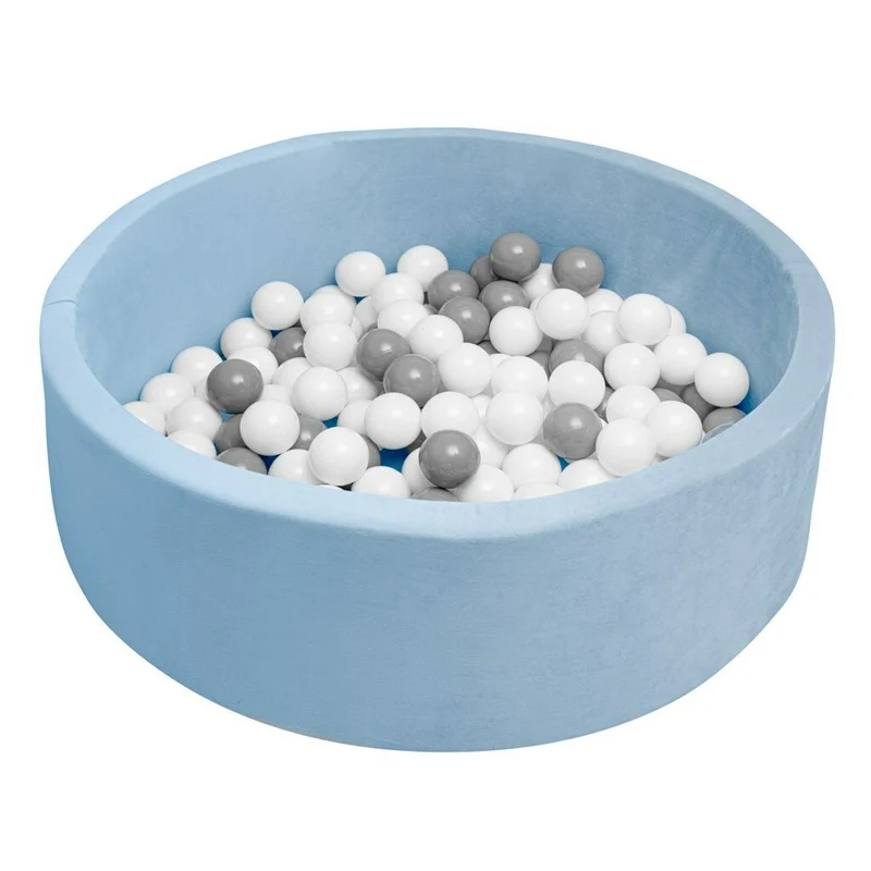 Piscina uscata, New Baby, Cu 150 de bile (Alb, gri), Din tesatura fina cu certificare Oeko-Tex Standard 100, Dimensiune 83...