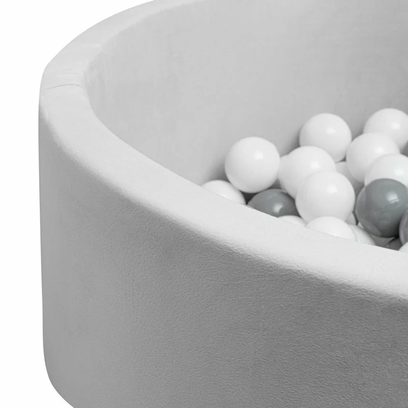 Piscina uscata, New Baby, Cu 150 de bile (Alb, gri), Din tesatura fina cu certificare Oeko-Tex Standard 100, Dimensiune 83...