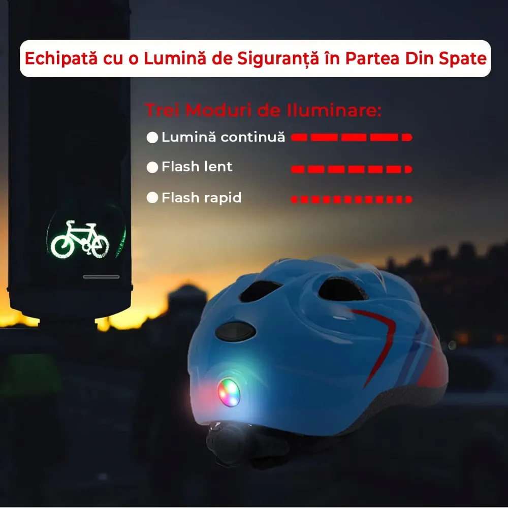 Set protecție copii 7 în 1, cască reglabilă, genunchiere, cotiere, mărime S, albastru
