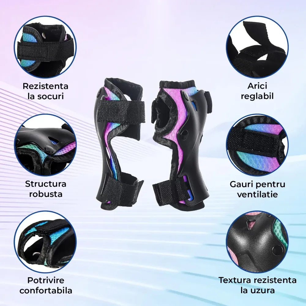 Set de Protectie Elindor® Genunchiere, Cotiere, Aparatori Incheietura, Marimea M, pentru Copii, Potrivit pentru Sport, Cic...