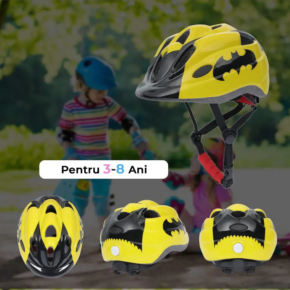 Set Protectie Pentru Copii 7 1, Casca cu Marime Reglabila, Genunchiere, Cotiere si Aparatori Incheieturi, Multicolor, 3-8...