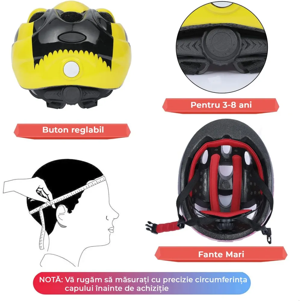 Set Protectie Pentru Copii 7 1, Casca cu Marime Reglabila, Genunchiere, Cotiere si Aparatori Incheieturi, Multicolor, 3-8...
