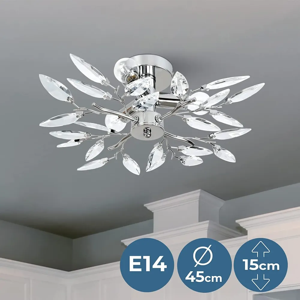 Plafoniera living/dormitor, design forma de frunza, ++, 40 W, argintiu