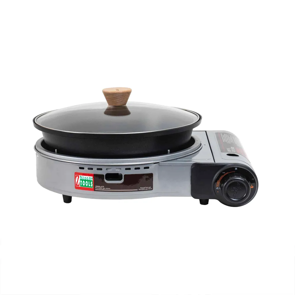 Aragaz camping, cu oala si capac de sticla, putere 2.3kw, aprindere electrica, gri / ZTS 5613