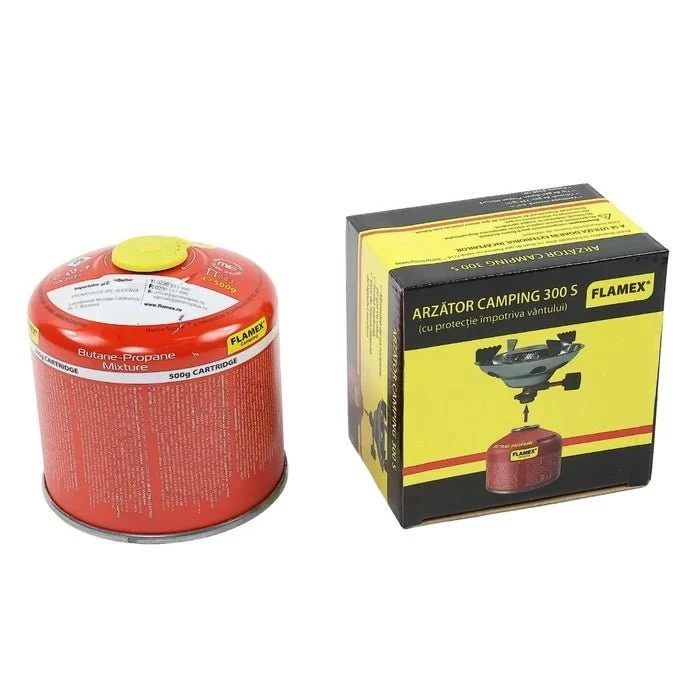 Set Miniaragaz camping cu Arzător Flamex 300S + butelie gaz 500g