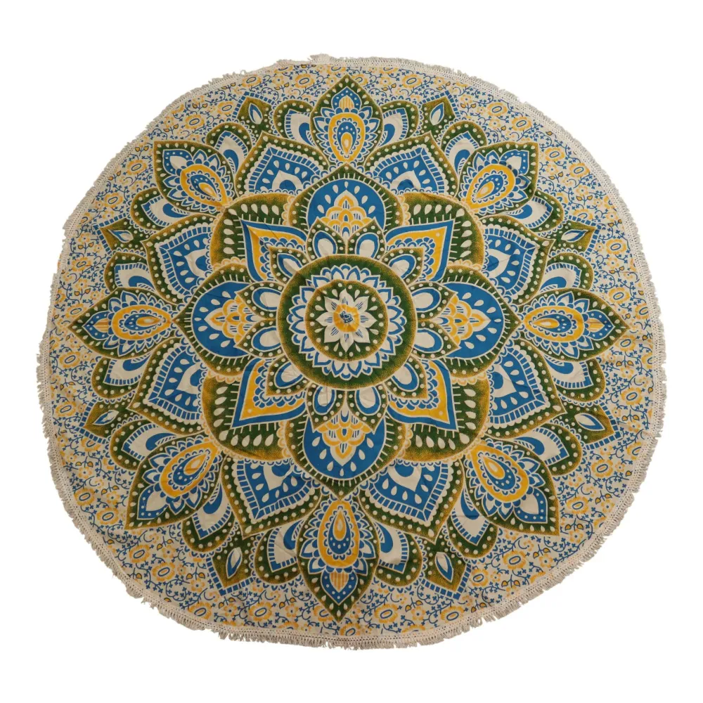 Artă Mandala Rotundă Mare (180cm) - Galben & Albastru