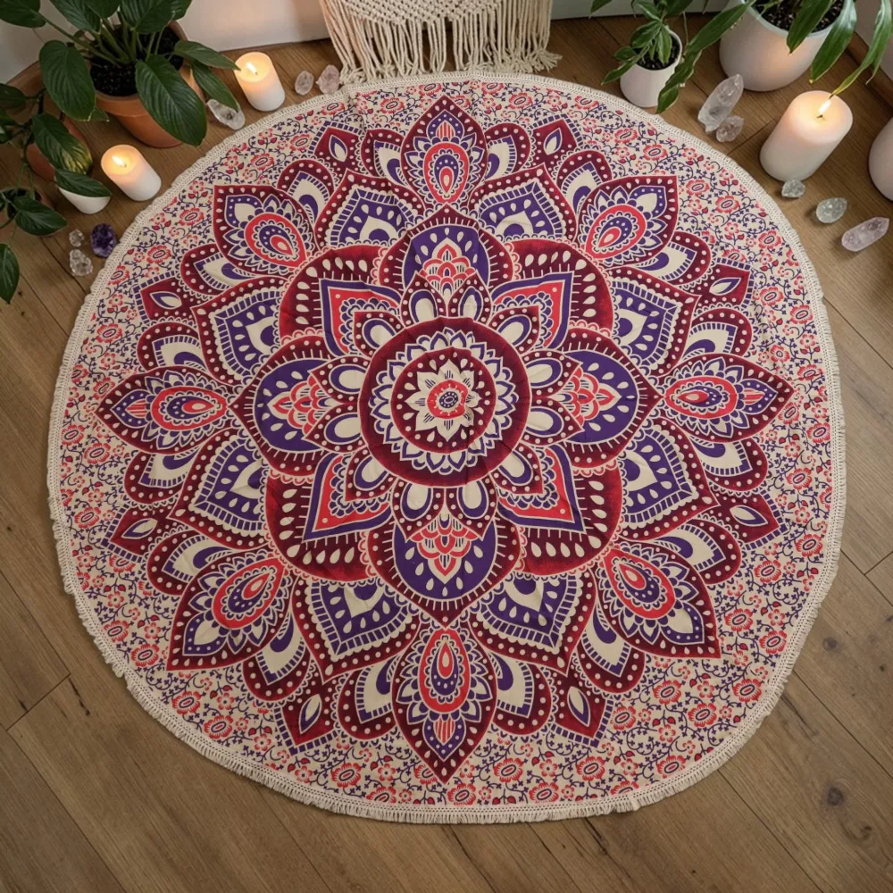 Mandala Mare Rotundă Art (180cm) – Roz & Violet